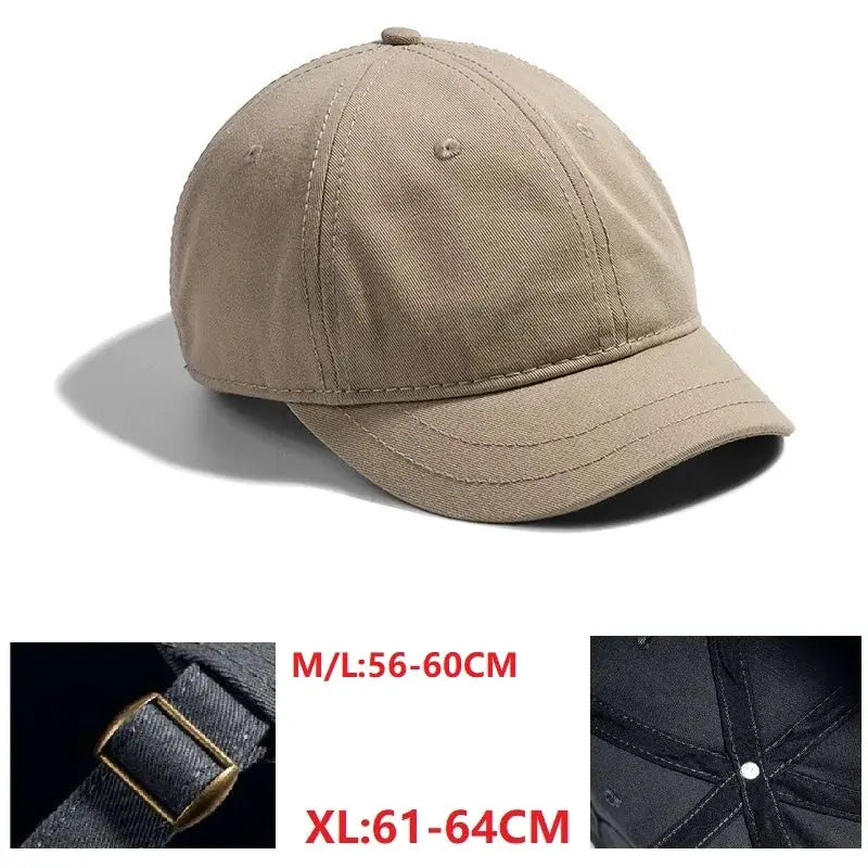 Big Head Hat Back Closed 5cm Short Brim Baseball Cap For Men Mesh Fitted Stretchy Full Closed Caps 56-60cm 61-65cm