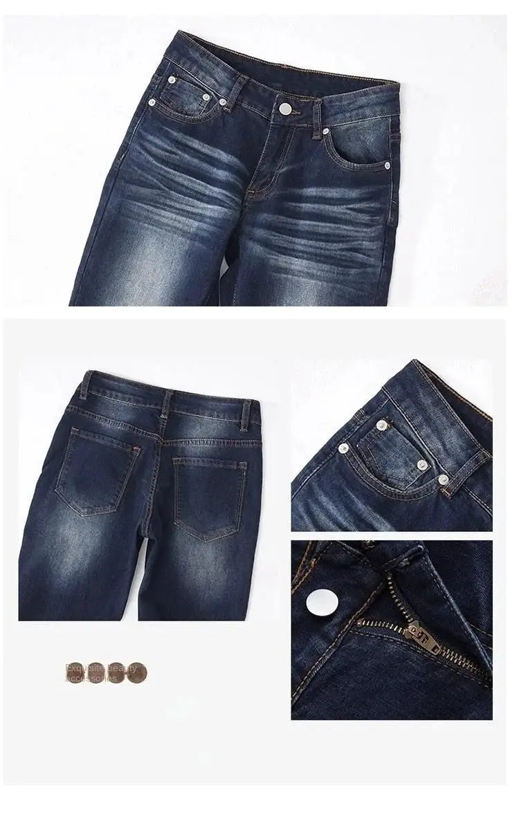Y2K High Waist Slim Jeans Bootcut Flared Denim Trousers For Women
