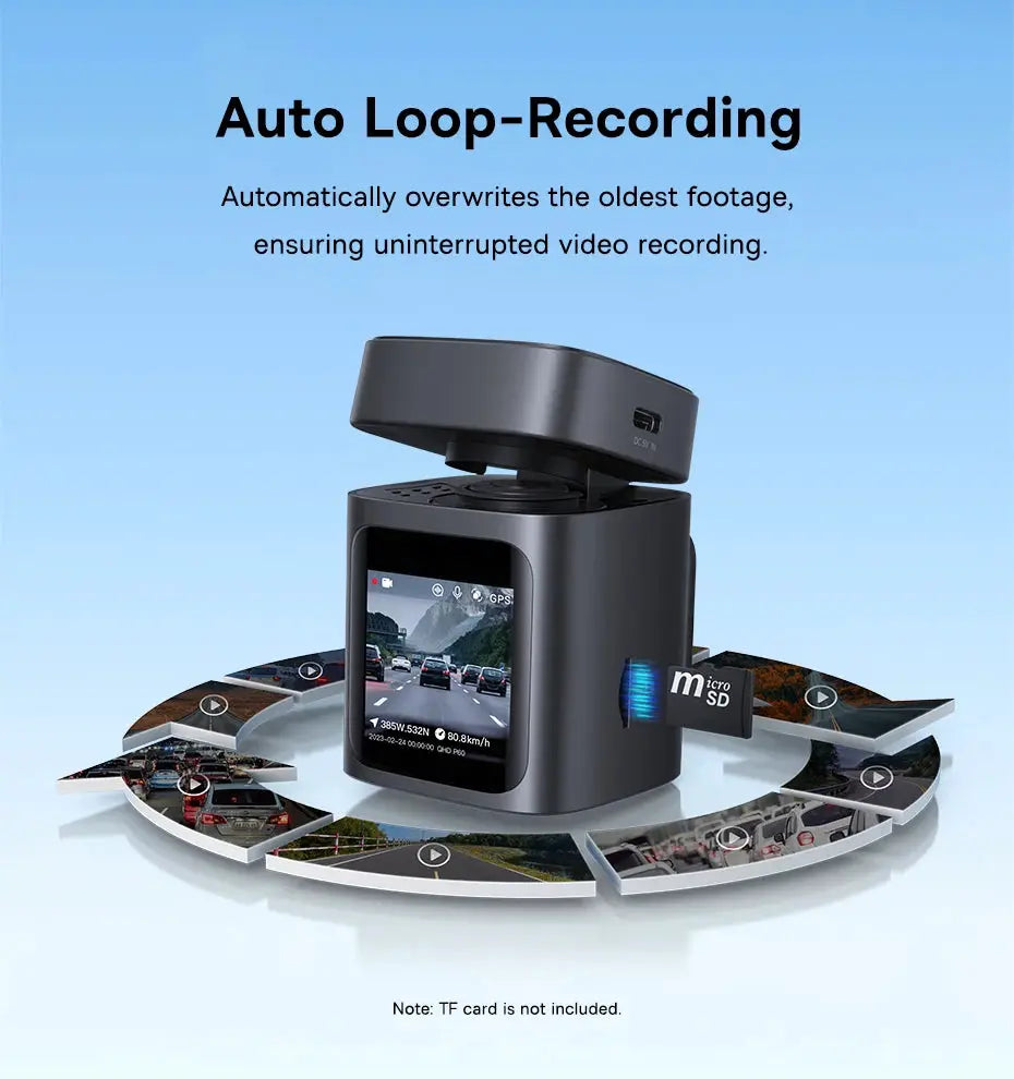 Baseus 3K Dash Cam VD1 black with front and rear cameras, built-in GPS and 24H parking