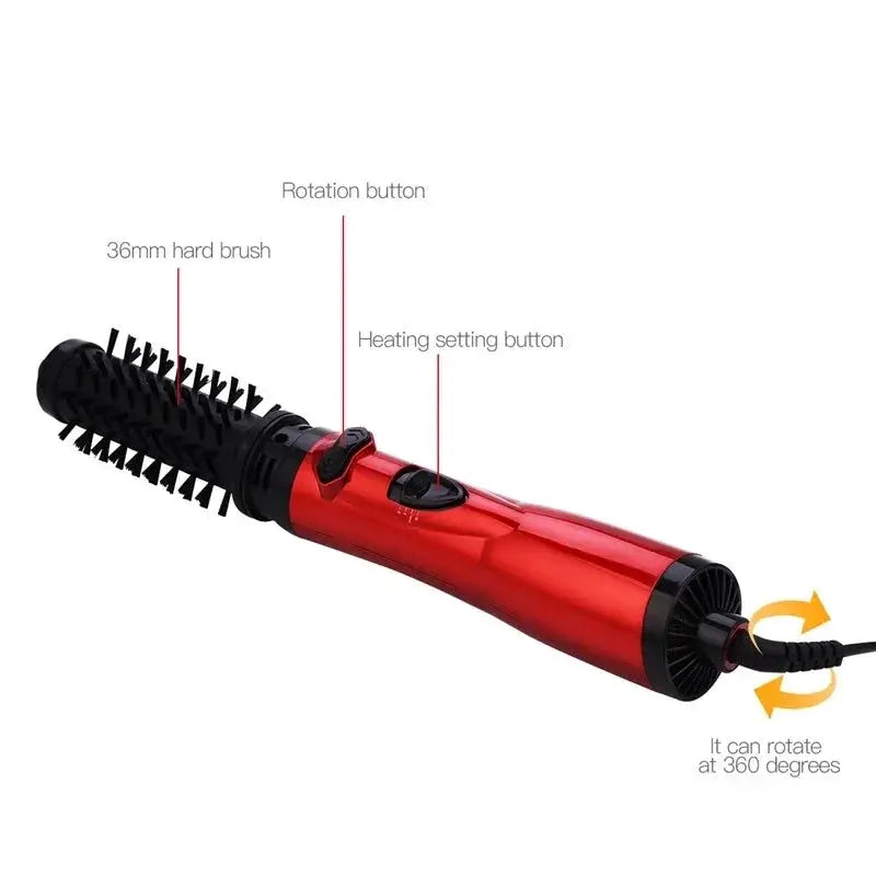TINSOL 3-in-1 Hot Air Brush by Simples Market; red hair dryer/volumizer with 36mm brush and 360° rotation