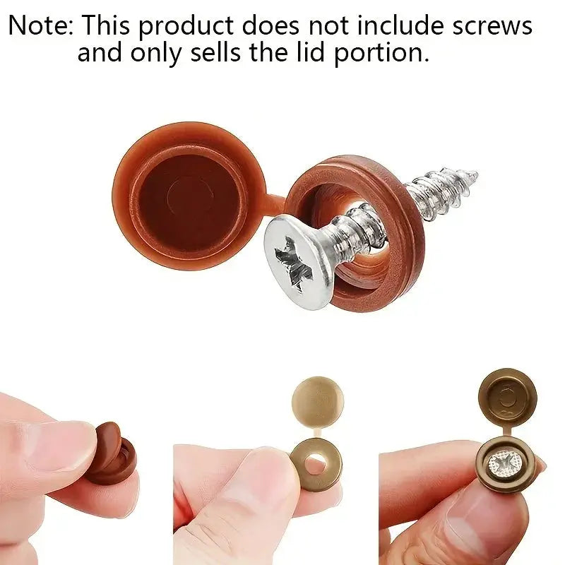 50 Pack Hinged Plastic Screw Covers Snap Over Caps For Furniture Decor And Woodworking Finish
