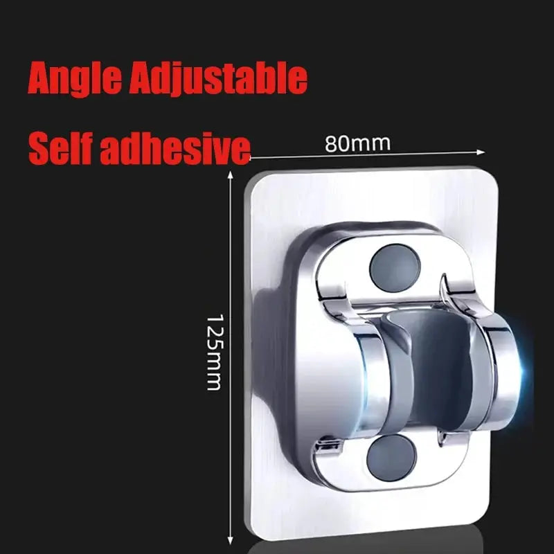 Chrome universal shower head holder with suction cup, 360° adjustable wall-mount bracket