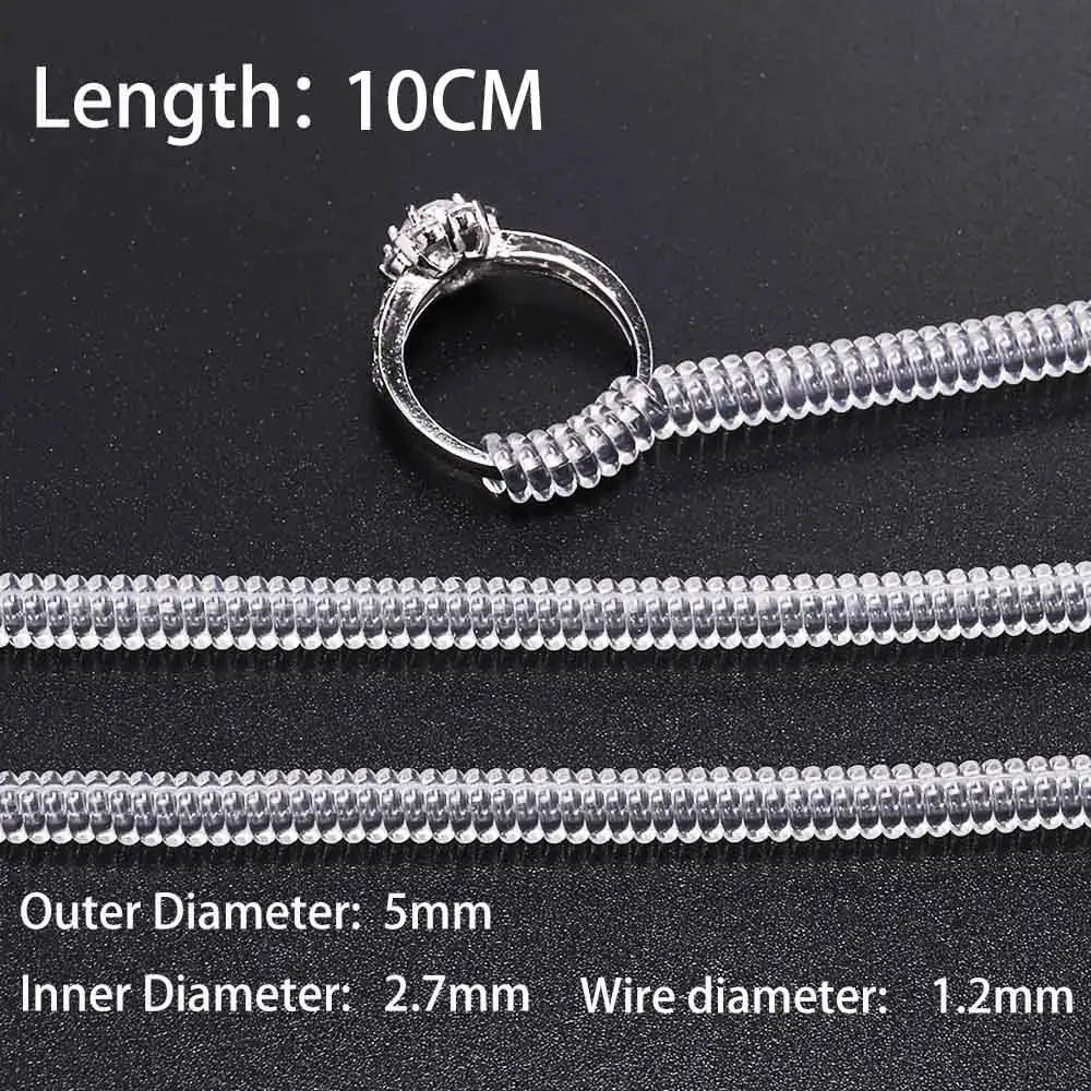 4 Pieces Transparent Spiral Ring Size Adjuster Tools Set For Jewelry Making Spring Coil Guard Tightener Reducer