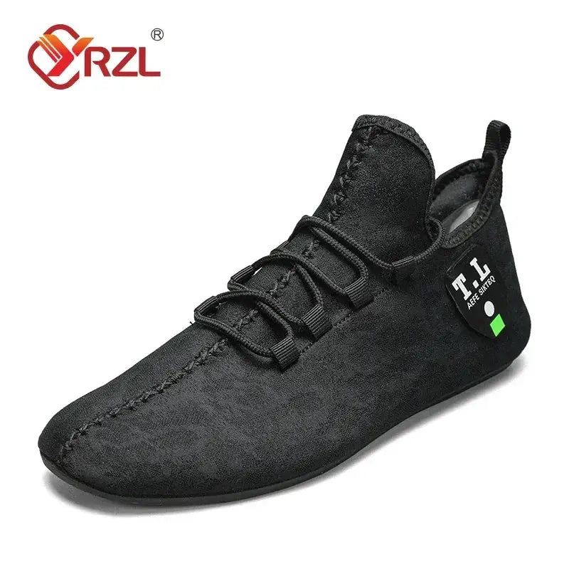 YRZL mesh loafers for men, black driving moccasins, breathable non-slip walking shoes