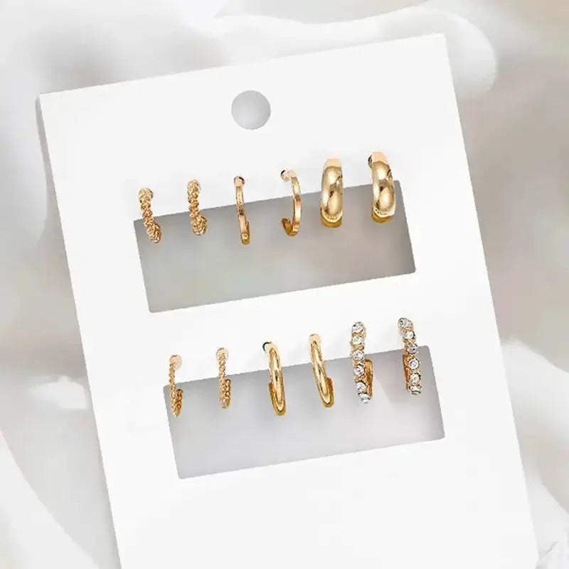 Gold Color Vintage Circle Hoop Earrings For Women Girls Geometric Drop Earring Set New Trendy Jewelry