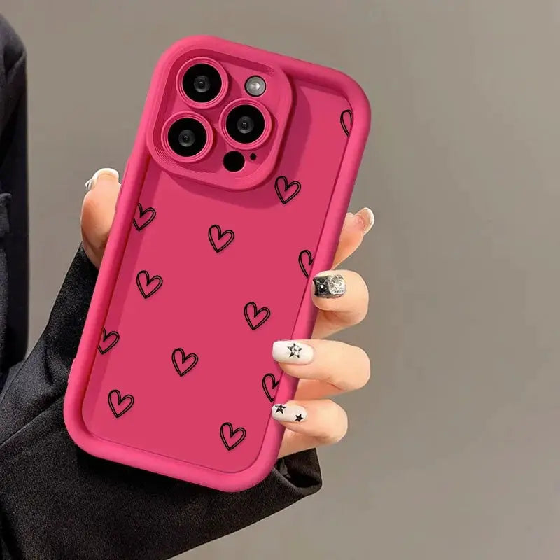 Love Heart IPhone Case Soft TPU Silicone Shockproof Protective Cover With Full Coverage