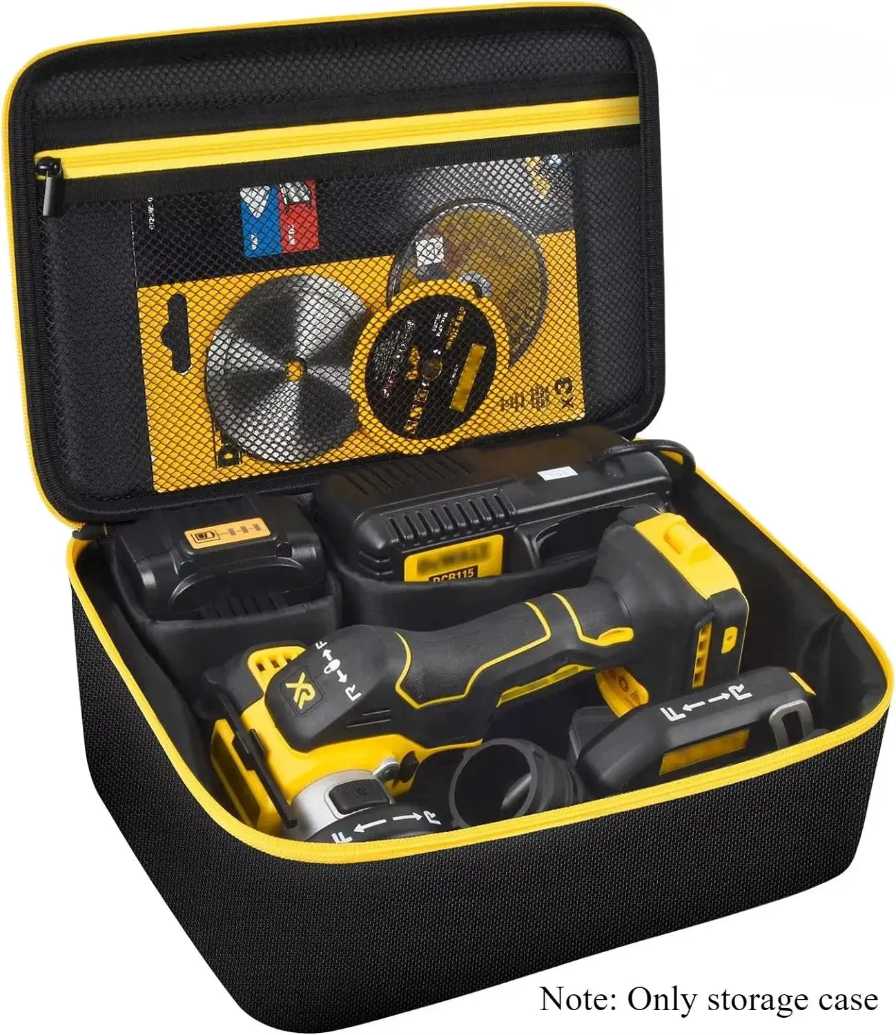 Storage bag for DEWALT 20V Max DCS438B; yellow and black organizer with mesh lid pocket