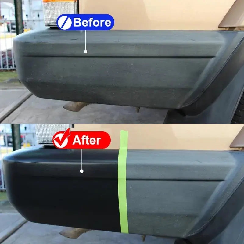 Plastic bumper trim restorer Back To Black gloss for cars that darkens and restores black exterior plastic.