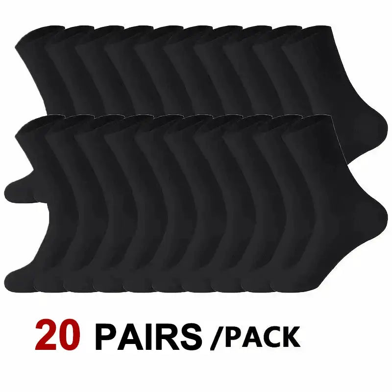 Neutral Solid Color Crew Socks Pack 5 10 20 Pairs Breathable Sweat Absorbing All Season Polyester Elastane Blend