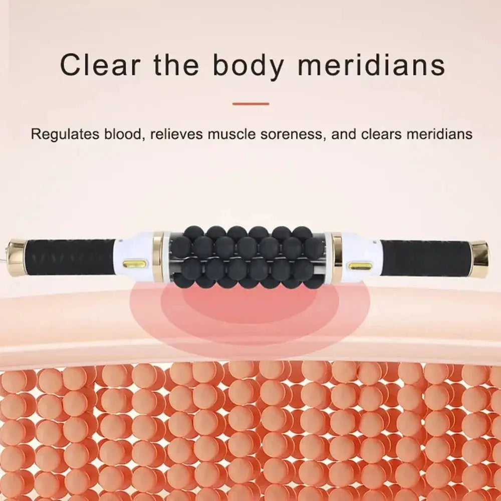 Simples Market rolling bead massager, 40W cellulite lymph drainage device with black beads and gold handles