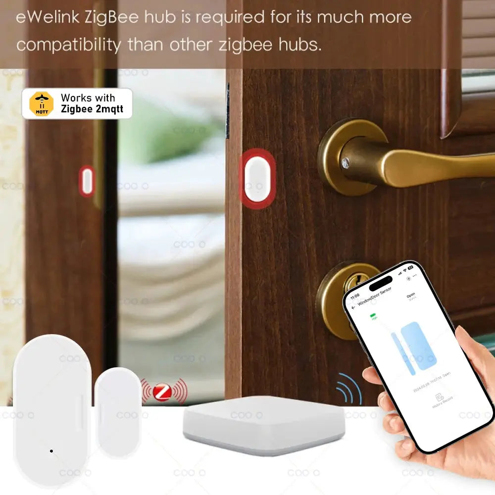 Simples Market Ewelink ZigBee door/window sensor set (2 sensors), white wireless magnetic contact sensors with hub.