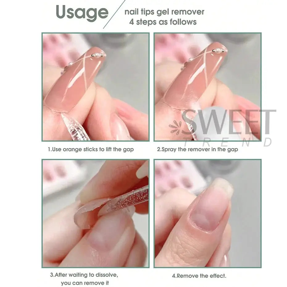 NailEase Gel Remover For False Nails 100ml Non Acetone Formula Softens Press On Nails Safely
