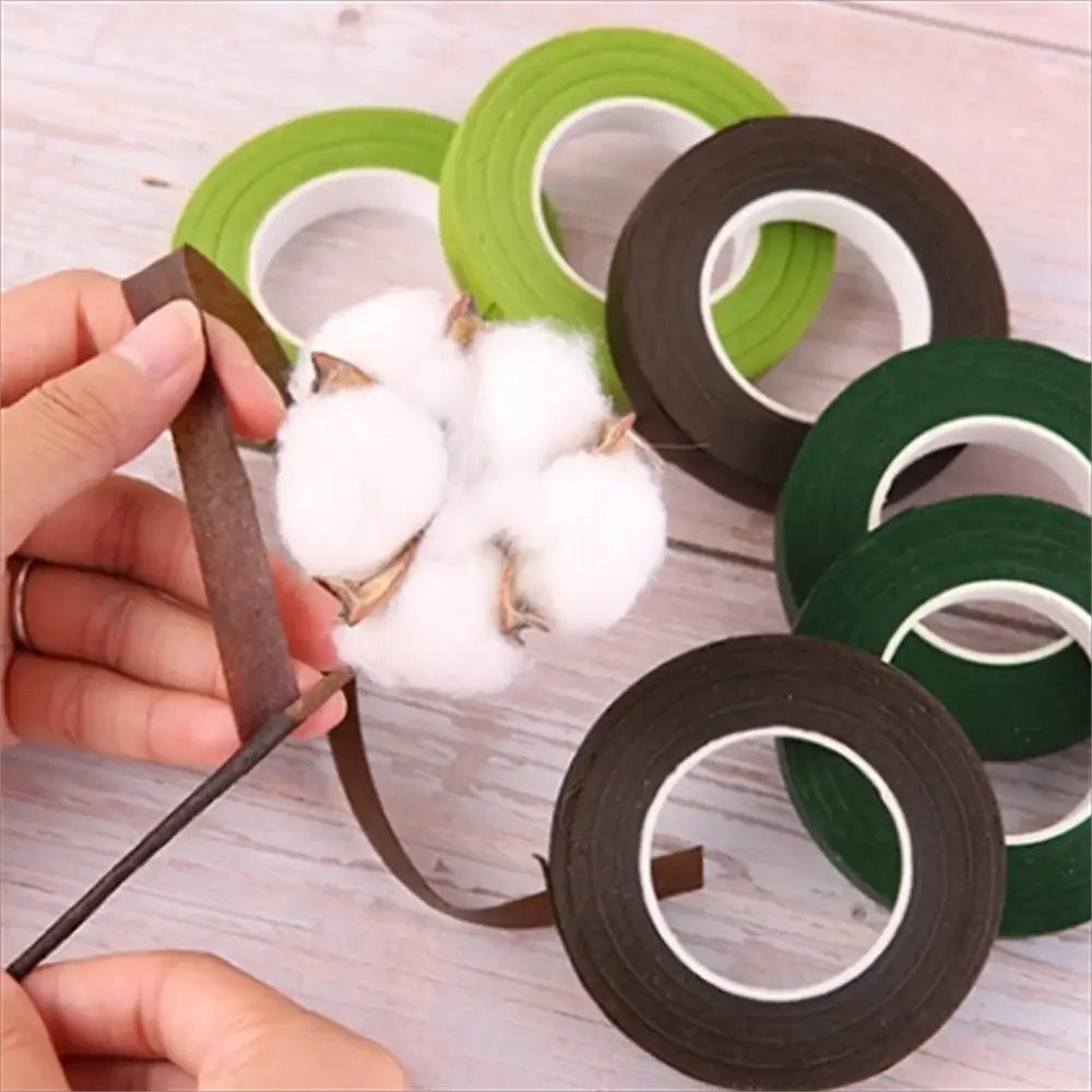 Green Flower Stem Sticks DIY Floral Material Handmade Wire Stem Self Adhesive Floriculture Tape Paper Tape For Bouquets