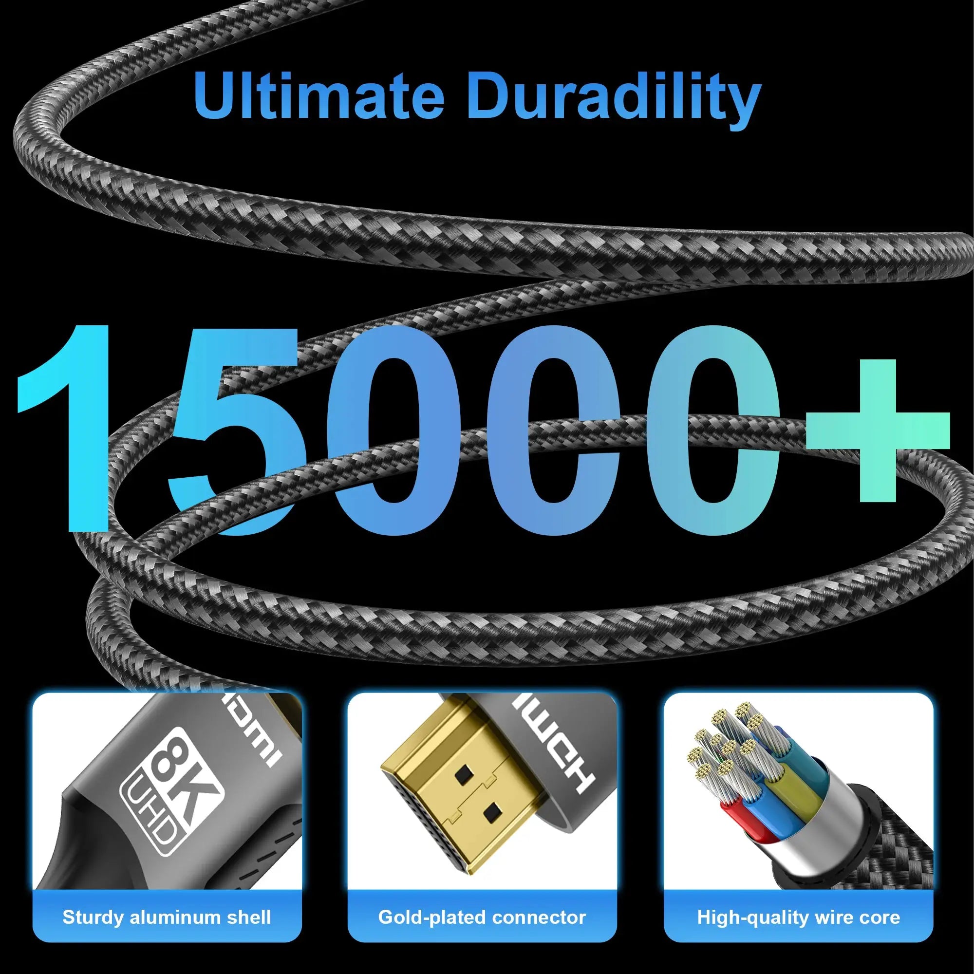 8K HDMI 2.1 Cable 48Gbps Ultra High Speed HDR ARC For RTX PC Laptop Projector TV 8K60Hz 4K120Hz