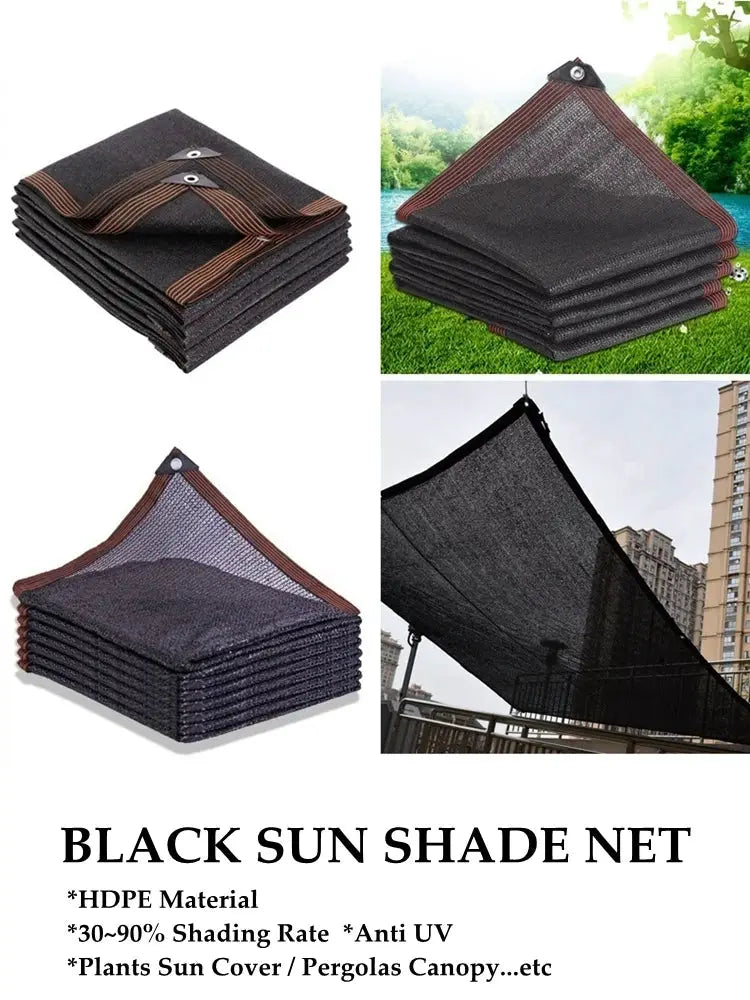 Simples Market Black HDPE sun shade net set of 4, 30–90% shading, anti-UV for greenhouse, garden and balcony
