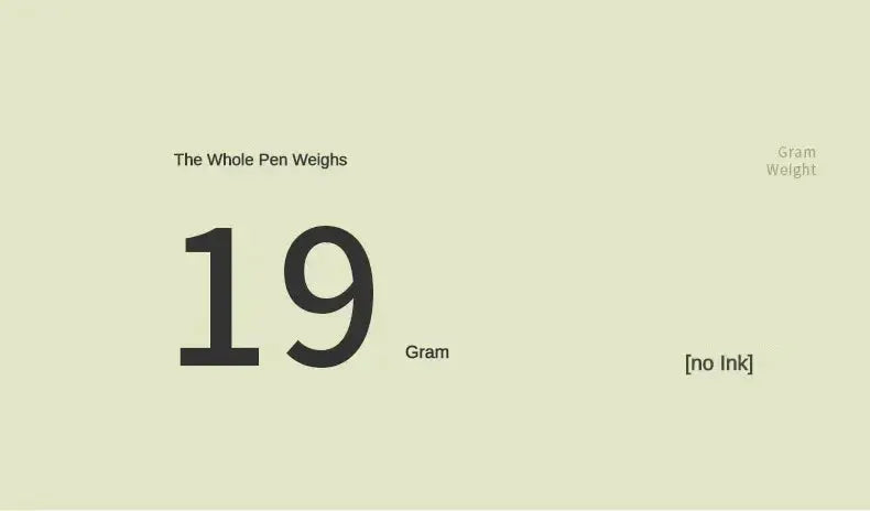 Jinhao 82 fountain pen weight infographic showing 19 gram, no ink