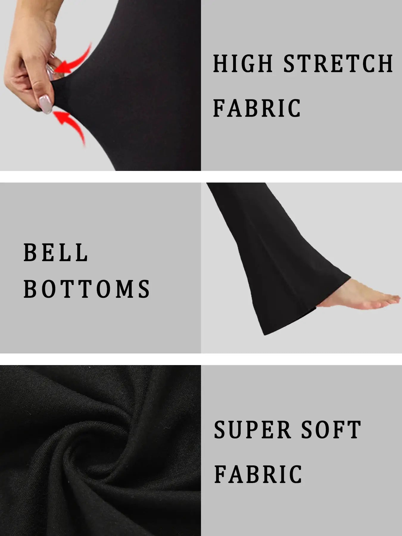 Women's bell-bottom flare pants with high-stretch, super-soft fabric