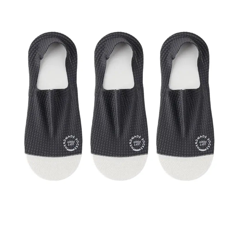 Mens Invisible Socks Thin Breathable Waffle Pattern Anti Friction Sweat Absorbing Casual Mesh Socks 3 Pairs