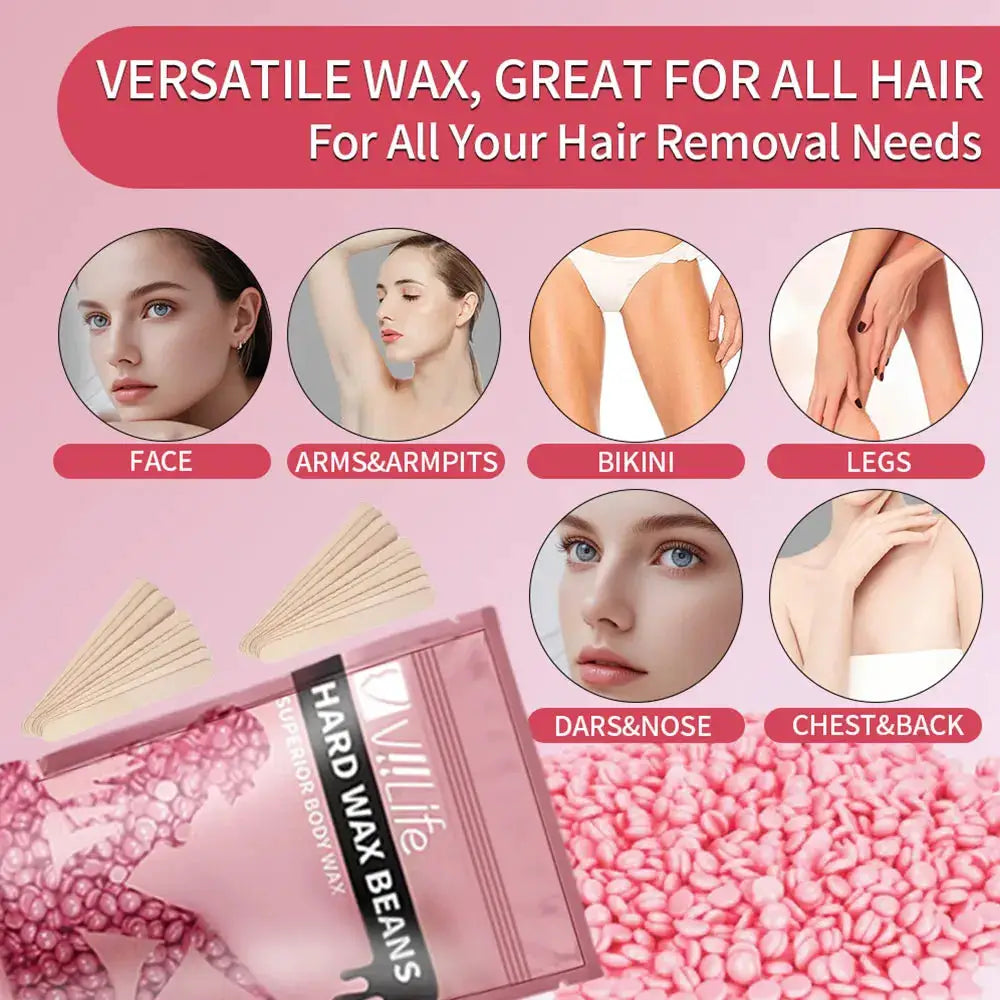 Simples Market hard wax beans for body, face, arms, armpits, bikini and legs hair removal in pink packaging