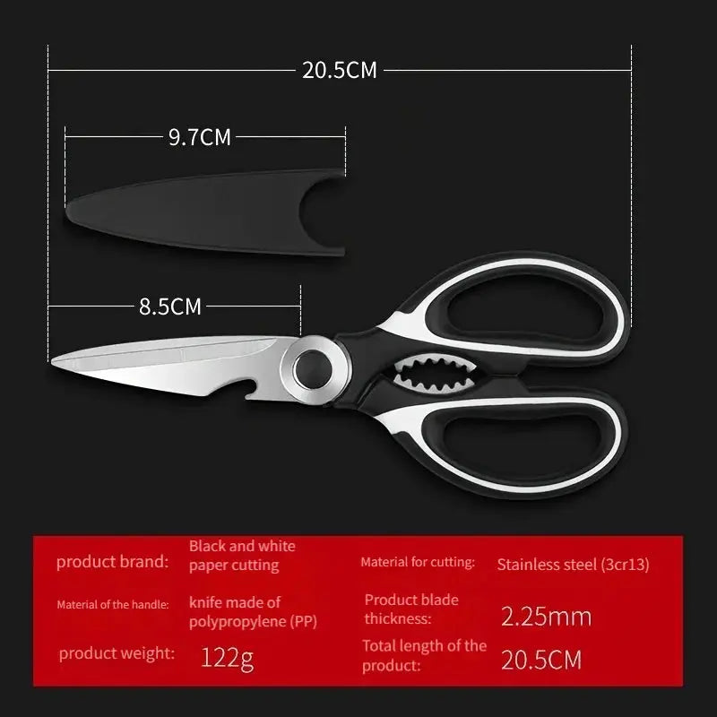 Multifunctional Kitchen Scissors Stainless Steel Shears For Fish Meat Herbs Durable Household Use