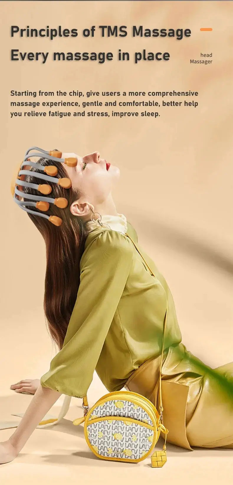 20-head orange scalp massager with red-light vibrator by Simples Market