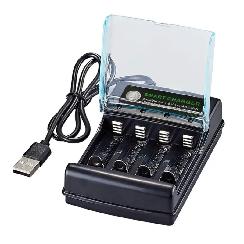EcoCharge 4 Slot Digital Alkaline Battery Charger Intelligent Recharging For Eco Friendly Power