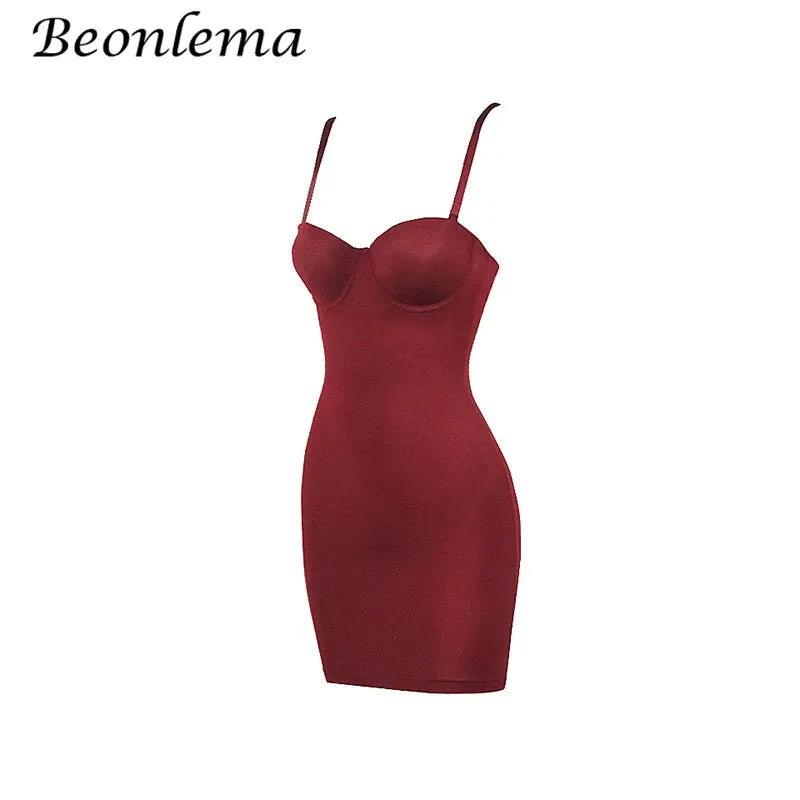 Backless Short Bodycon Dress With Skinny Straps Solid Color For Summer