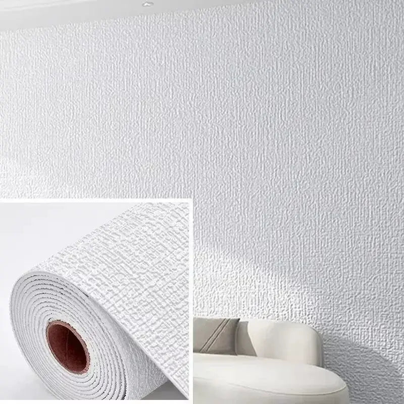 3D imitation linen wallpaper by Simples Market, textured self-adhesive PVC foam wall sticker roll for bedroom decor