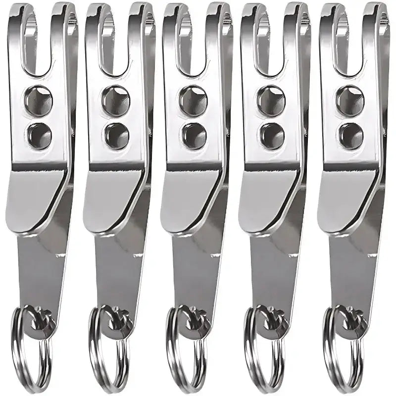 Simples Market EDC pocket suspension clips with key carabiner, five chrome metal clips with keyrings