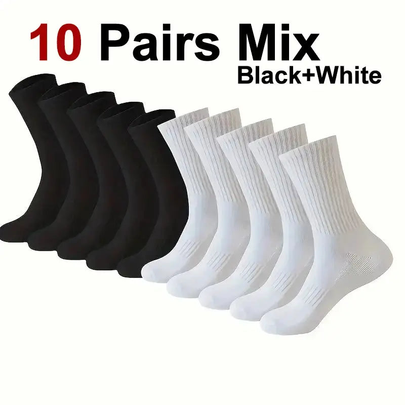 Neutral Solid Color Crew Socks Pack 5 10 20 Pairs Breathable Sweat Absorbing All Season Polyester Elastane Blend