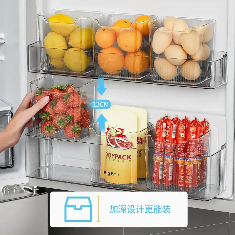 FreshKeep Refrigerator Side Door Storage Box Eco Friendly Plastic Organizer For Fruits Vegetables And Eggs