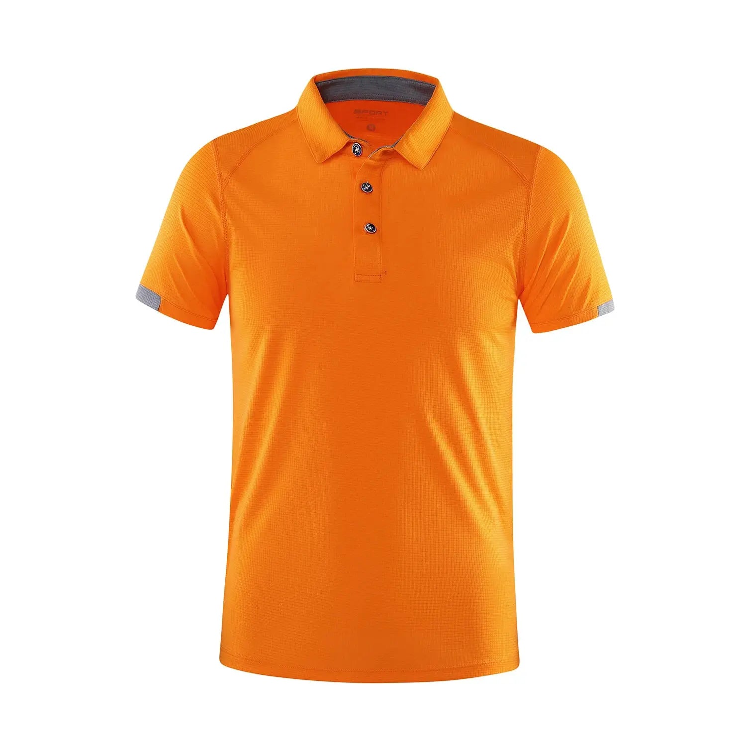Orange short-sleeve polo shirt, breathable quick-dry fabric for golf and fitness