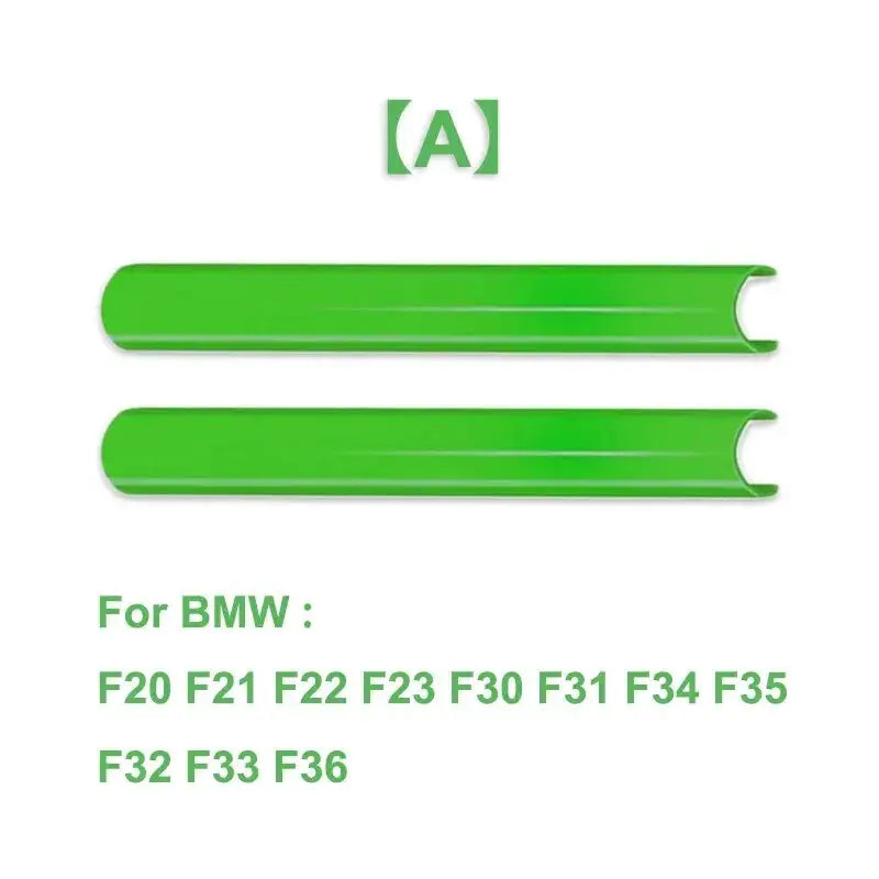 2pcs lime green BMW front grille trim strips for F20–F36 (V-brace M Sport style)