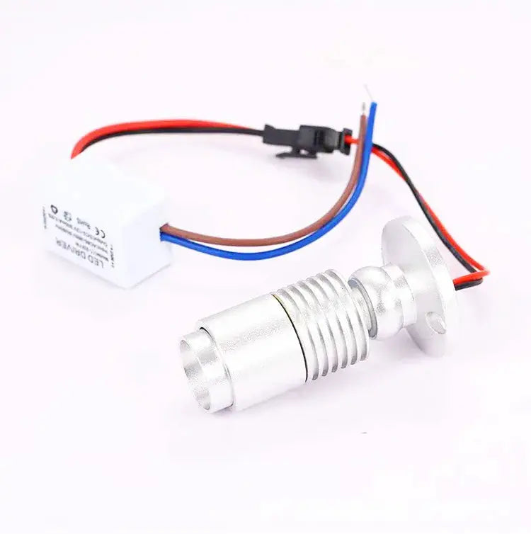Simples Market 3W mini LED spotlight, silver cylindrical, 12V dimmable surface-mount cabinet light
