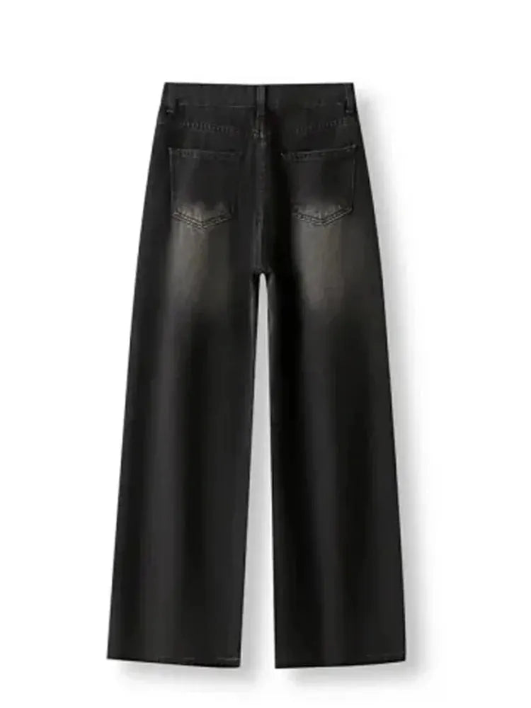 RetroY2K Style High Waist Jeans for Women Loose Fit Straight Leg Denim
