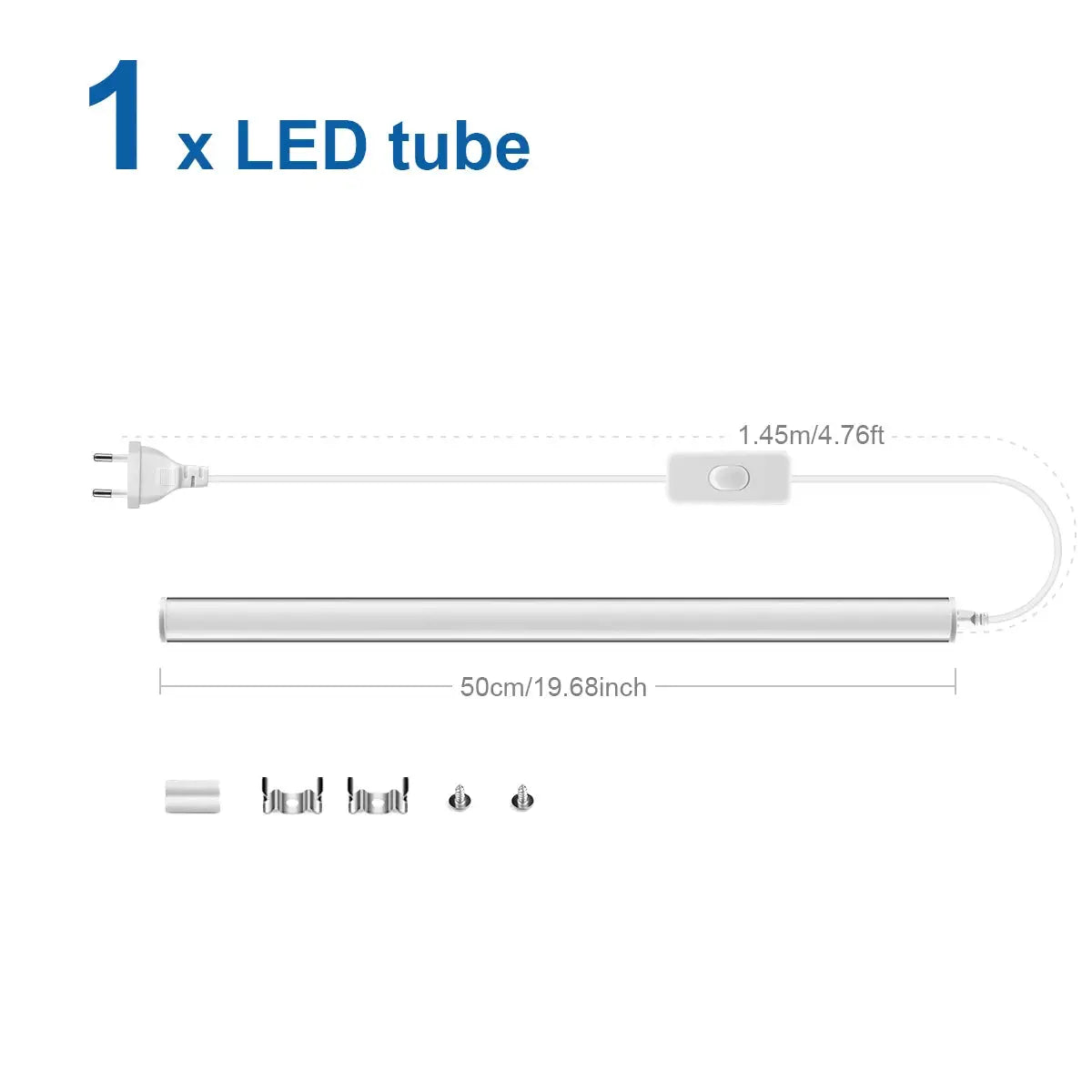 Simples Market 50cm LED T5 tube with EU plug, wall-mount kit and screws for bedroom lighting