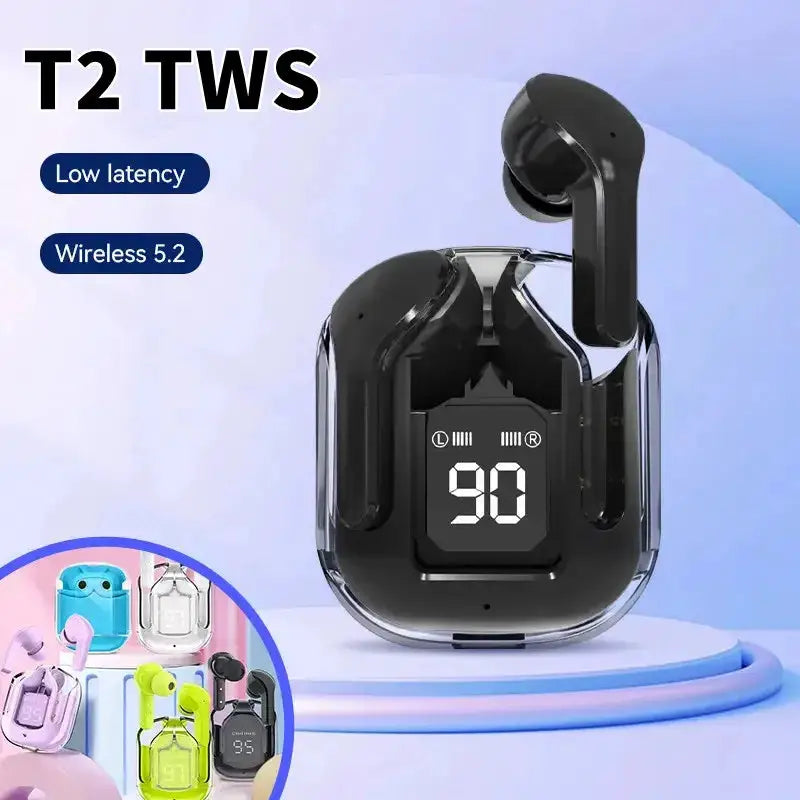 Xiaomi Original T2 Wireless Bluetooth Earphones With Transparent Design And LED Power Display HiFi Stereo Sound