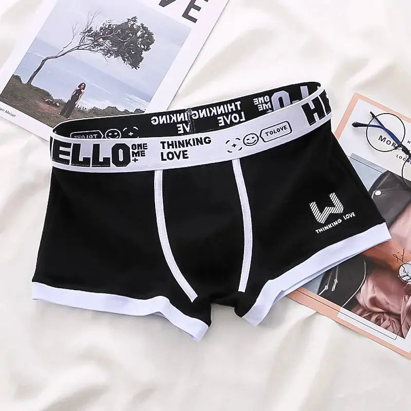 Men's Cotton Boxer Shorts Underwear Breathable Soft Fit With Letter Belt Design 3 Color Options Sizes L XL 2XL 3XL