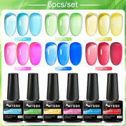MTSSII jelly glass gel nail polish set, six colors with soak-off UV formula by Simples Market
