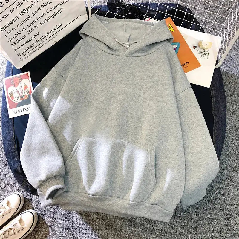 UrbanEase Casual Womens Solid Hoodie Loose Fit Hooded Sweatshirt With Pockets For Warm Autumn Style