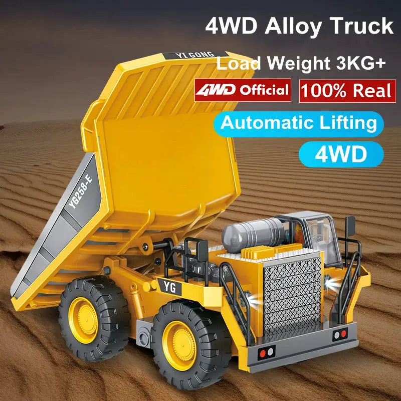4WD Remote Control Excavator And Bulldozer Set 4x4 Alloy Dump Truck RC Car Construction Vehicle Toy For Kids