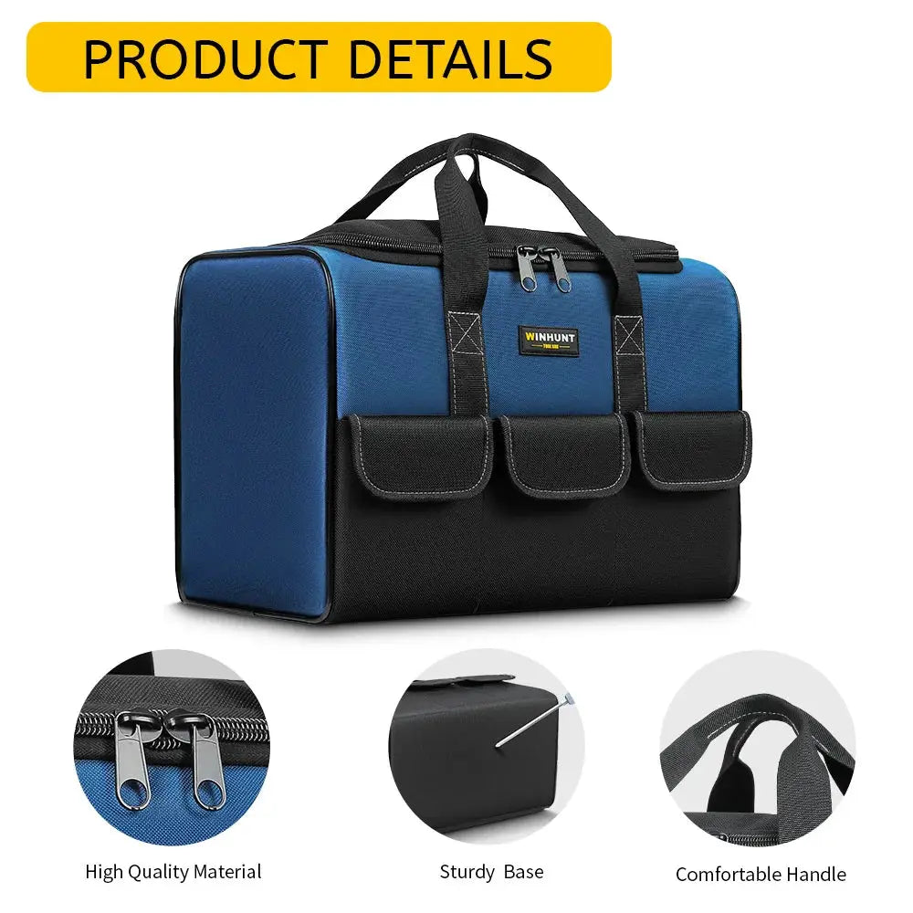 ProGear Heavy Duty Wide Mouth Tool Bag With Pockets Durable Oxford Cloth Organizer For Easy Tool Storage