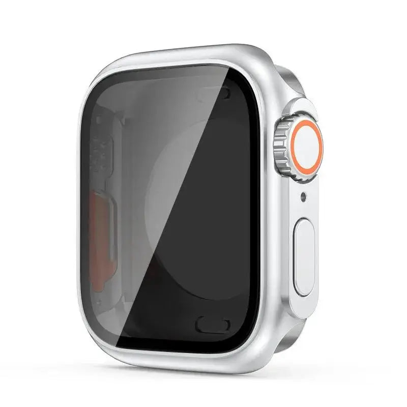Apple Watch screen protector with hard PC bumper case, 40–46mm, Simples Market, clear shield with orange crown accent