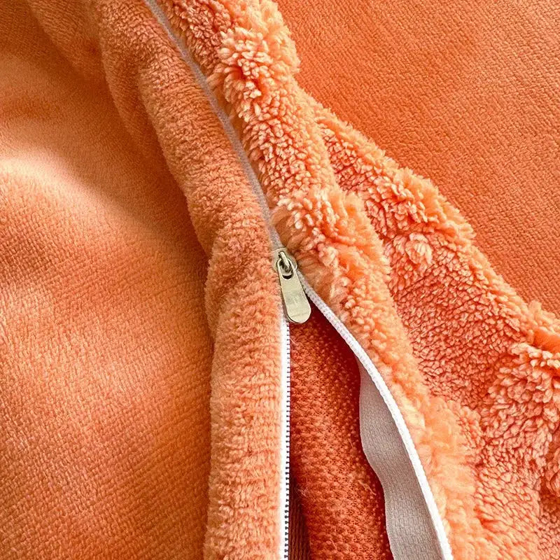 Simples Market Tafuru Milk Fleece duvet cover in orange, thick warm fleece with zipper closure