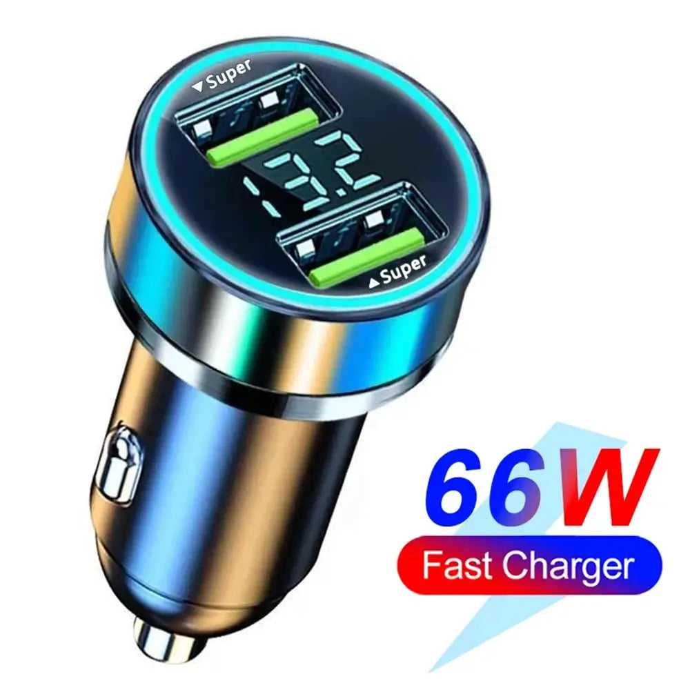 66-250W PD Car Charger QC3.0 Fast Charge One To Six Car Cigarette Lighter Plugs With Digital Display