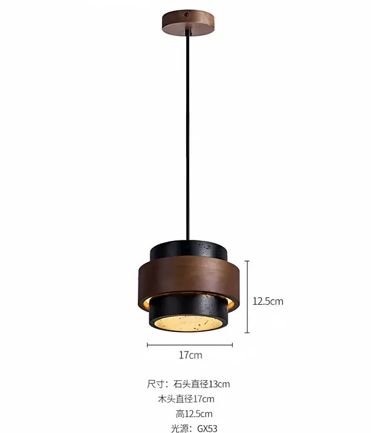 Pendant lamp Simples Market; Japanese Wabi Sabi style copper-brown and black layered shade with warm glow