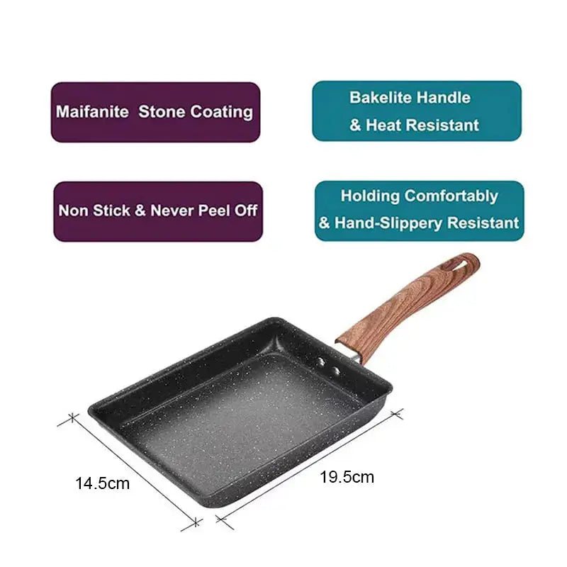 ZenChef Tamagoyaki Omelet Pan Nonstick Induction Safe Easy Flip Sloped Rectangle Design For Perfect Japanese Omelets