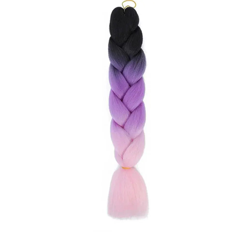 Simples Market 24-inch jumbo braiding hair, ombre black to purple to pink, synthetic crochet braid extension