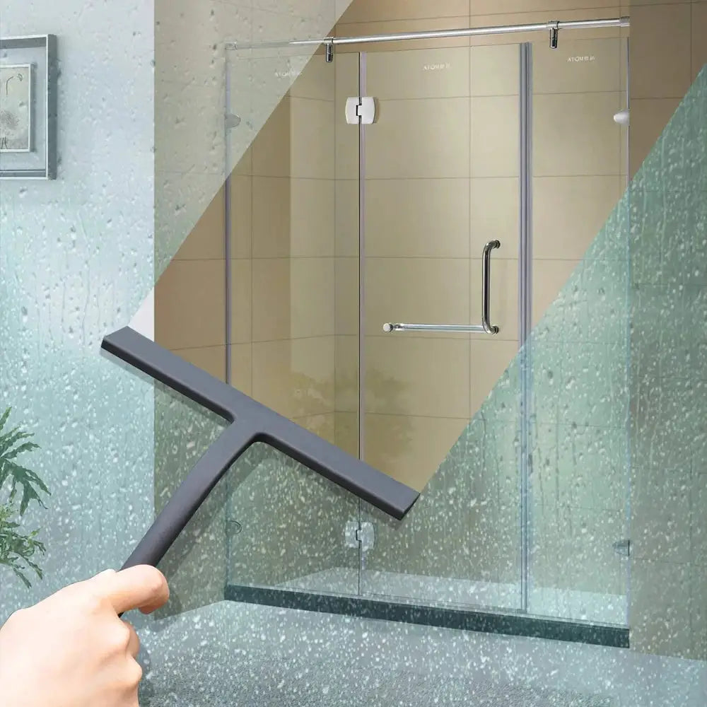 Matte black silicone squeegee by Simples Market for glass showers, doors, mirrors, tiles and car windows