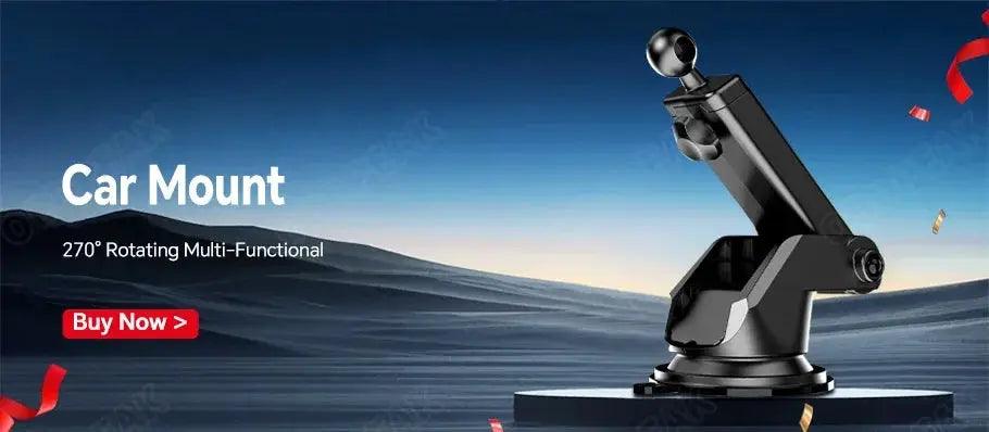 Car Mount for dash cam, black with 270° rotating arm by Simples Market